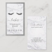 Silver & Marble Eyelash Beauty Loyalty Vertikal Visitenkarte (Vorne/Hinten)