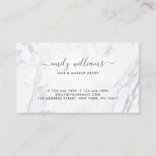 Silver & Marble Eyelash Beauty Specialist Loyalitä Visitenkarte (Rückseite)