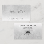 Silver Marble Foil Elegante Makeup Beauty Salon Visitenkarte (Vorne/Hinten)