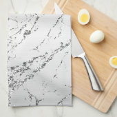 Silver Marble Glam Glitzer Geschirrtuch (Viertel Falte)
