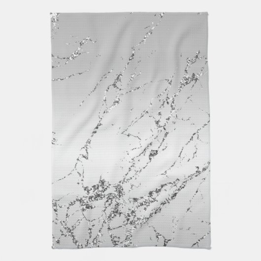 Silver Marble Glam Glitzer Geschirrtuch (Vertikal)