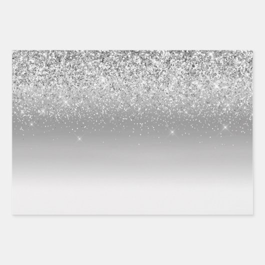 Silver Marble Glam Glitzer Khandeliers Geschenkpapier Set (Vorderseite 3)