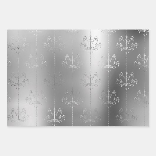 Silver Marble Glam Glitzer Khandeliers Geschenkpapier Set (Vorderseite 2)