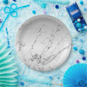 Silver Marble Glam Glitzer Pappteller (Party)