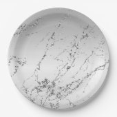 Silver Marble Glam Glitzer Pappteller (Vorderseite)