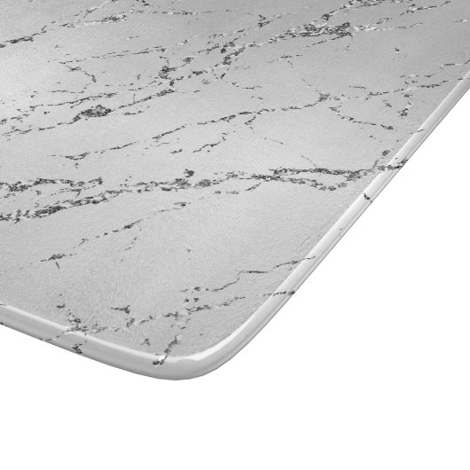 Silver Marble Glam Glitzer Schneidebrett (Ecke)