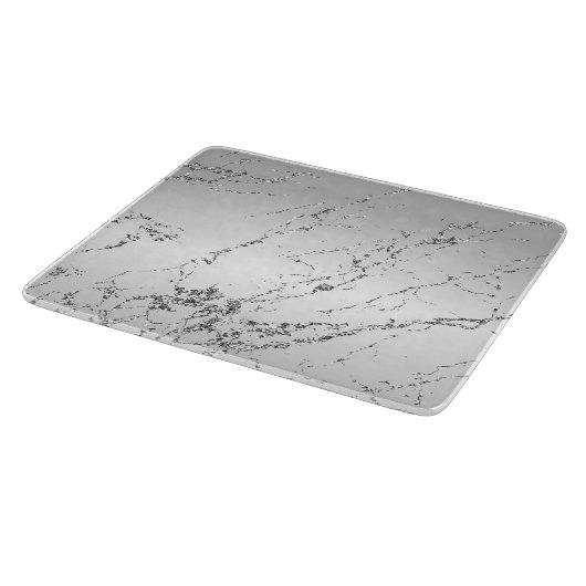 Silver Marble Glam Glitzer Schneidebrett (Ecke)