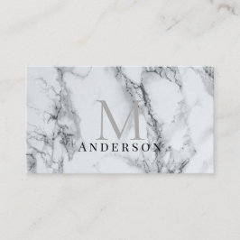 Silver Marble Masculine Double Monogram Visitenkarte