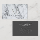 Silver Marble Masculine Double Monogram Visitenkarte (Vorne/Hinten)