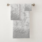 Silver Marble Silver Glittery Glam Badhandtuch Set (Insitu)
