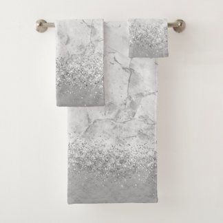 Silver Marble Silver Glittery Glam Badhandtuch Set