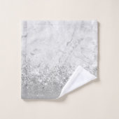 Silver Marble Silver Glittery Glam Badhandtuch Set (Waschlappen)