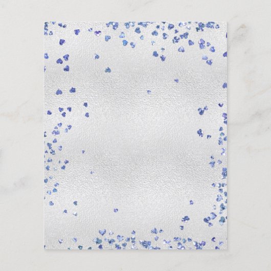 Silver Marine Blue Herz Budget Einladung Hochzeit Flyer (Hinten)