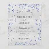Silver Marine Blue Herz Budget Einladung Hochzeit Flyer (Vorne)