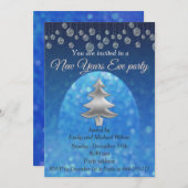 Silver Marine Glittery Silvester Party Einladung (Vorne/Hinten)