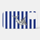 Silver Marlin Schwertfisch auf Marine Strips Case-Mate iPhone Hülle (Rückseite (Horizontal))