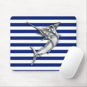 Silver Marlin Schwertfisch auf Marine Strips Mousepad (Mit Mouse)