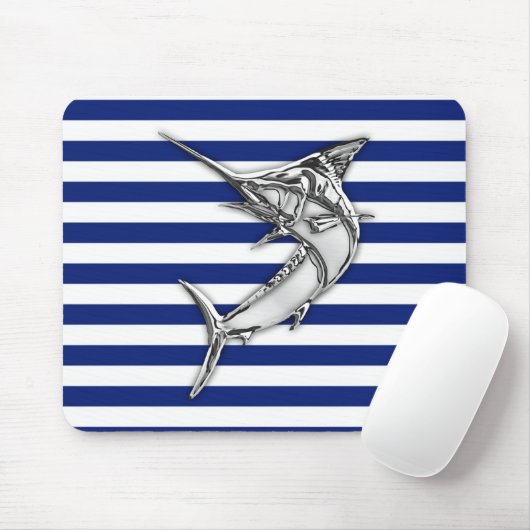 Silver Marlin Schwertfisch auf Marine Strips Mousepad (Mit Mouse)