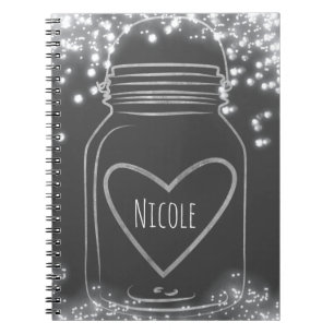 Silver Mason Jar & Lights Rustikales Glam Jede Far Notizblock