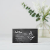 Silver Masonic Business Cards | Schwarze Farbe Telefonnummerkarte (Stehend Vorderseite)