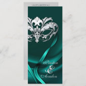 Silver Masquerade Aquamarin Jeweled Wedding Progra Programm (Vorne/Hinten)