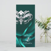 Silver Masquerade Aquamarin Jeweled Wedding Progra Programm (Stehend Vorderseite)