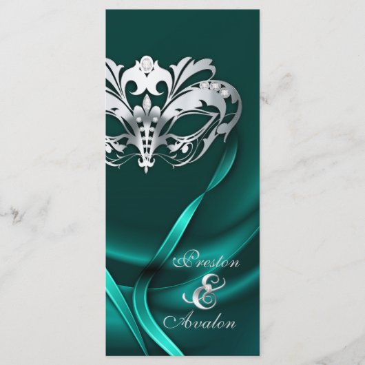 Silver Masquerade Aquamarin Jeweled Wedding Progra Programm (Vorderseite)