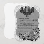 Silver Masquerade Ball Maskenkostüm Halloween Teil Einladung (Vorne/Hinten)
