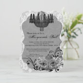 Silver Masquerade Ball Maskenkostüm Halloween Teil Einladung (Stehend Vorderseite)