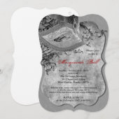 Silver Masquerade Ball Maskenkostüm Halloween Teil Einladung (Vorne/Hinten)
