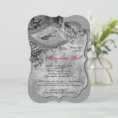 Silver Masquerade Ball Maskenkostüm Halloween Teil Einladung (Stehend Vorderseite)