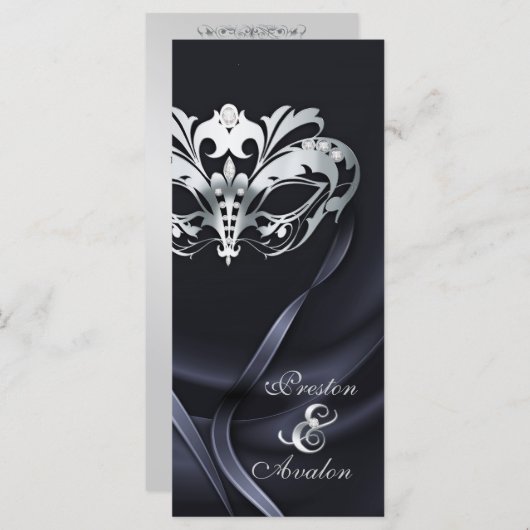 Silver Masquerade Black Jeweled Wedding Program Programm (Vorne/Hinten)