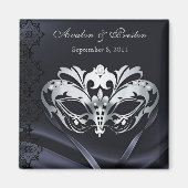 Silver Masquerade Black Save the Date Magnet (Vorne)