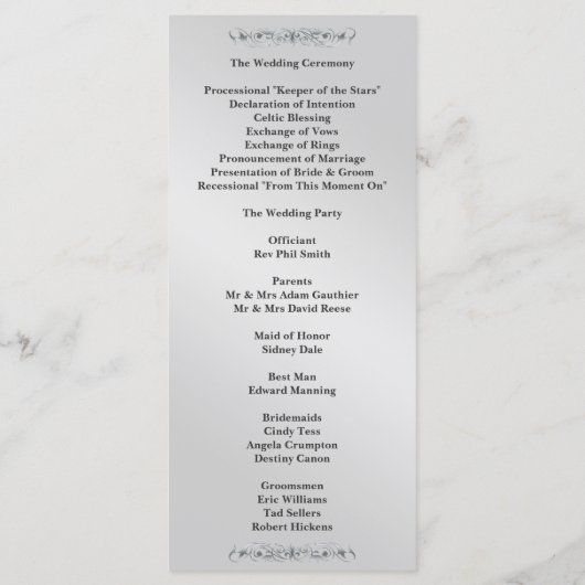 Silver Masquerade Blue Jeweled Wedding Program Programm (Rückseite)