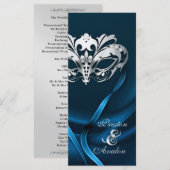 Silver Masquerade Blue Jeweled Wedding Program Programm (Vorne/Hinten)