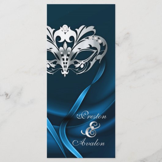 Silver Masquerade Blue Jeweled Wedding Program Programm (Vorderseite)