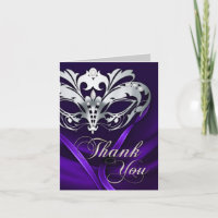 Silver Masquerade Lila Danke Karte