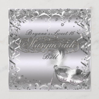 Silver Masquerade Maske Elegante Ball Geburtstagsp Einladung