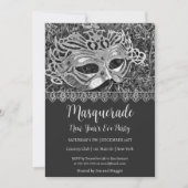 Silver Masquerade Neue Jahre Party Einladung (Vorderseite)