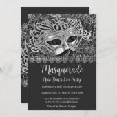 Silver Masquerade Neue Jahre Party Einladung (Vorne/Hinten)