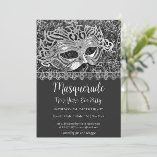 Silver Masquerade Neue Jahre Party Einladung