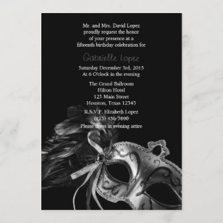 Silver Masquerade Quinceanera Ball Einladung