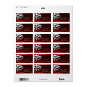 Silver Masquerade Red Jewel Wedding Address Label Adressaufkleber (Vorne)