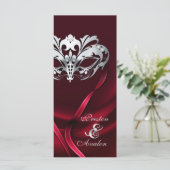 Silver Masquerade Red Jeweled Wedding Program Programm (Stehend Vorderseite)