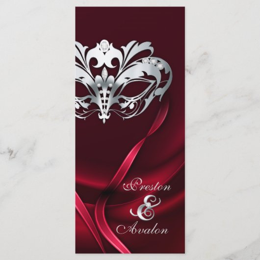 Silver Masquerade Red Jeweled Wedding Program Programm (Vorderseite)