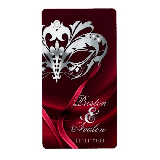 Silver Masquerade Red Jeweled Wine Label (Vorne)