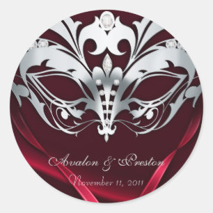 Silver Masquerade Red Wedding Sticker
