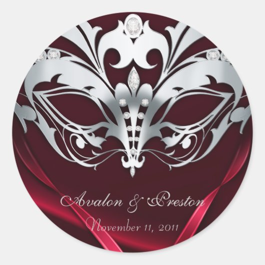 Silver Masquerade Red Wedding Sticker (Vorderseite)