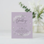 Silver Mauve Lila Botanisches Leaf Hochzeitbudget (Stehend Vorderseite)