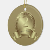 Silver Medal, Custom text, Two Award Gewinner Keramik Ornament (Links)